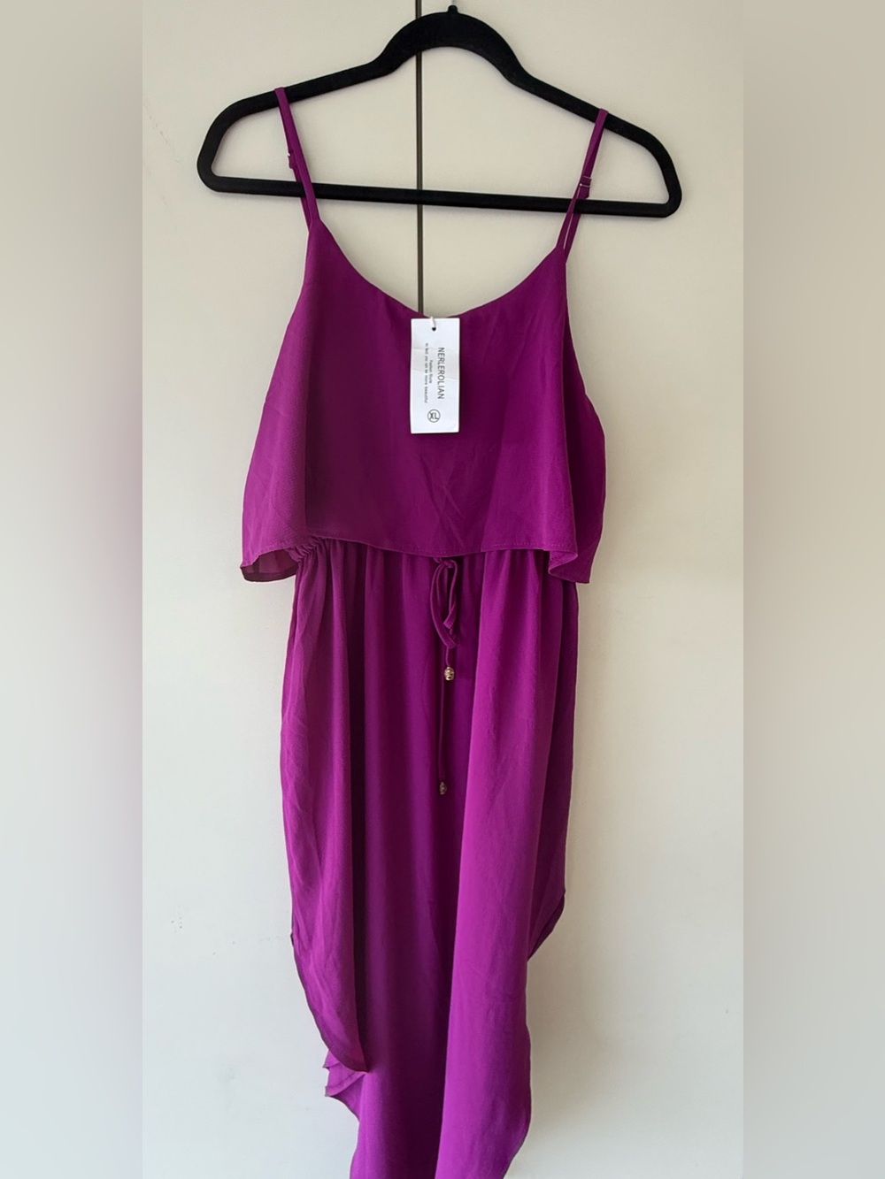 Adjustable-Waist Fuchsia Midi Dress with Layered Bodice